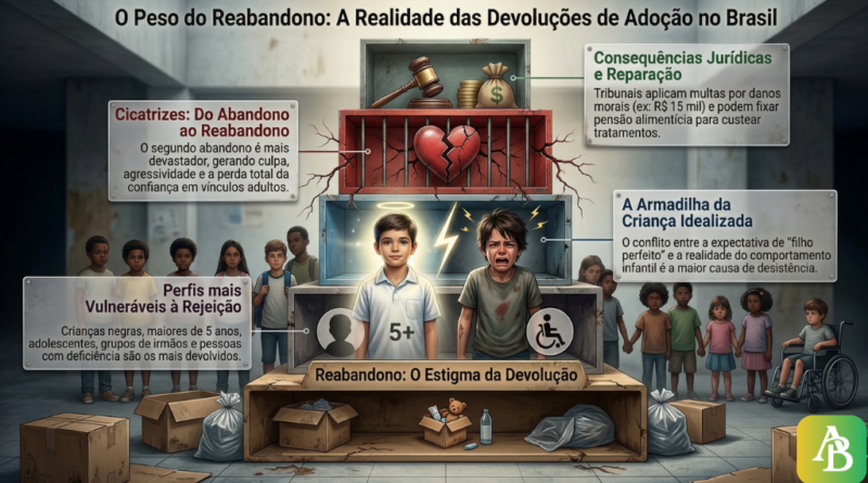 Gráfico mostrando estatísticas sobre a devolução de crianças no Brasil conforme dados do CNJ.